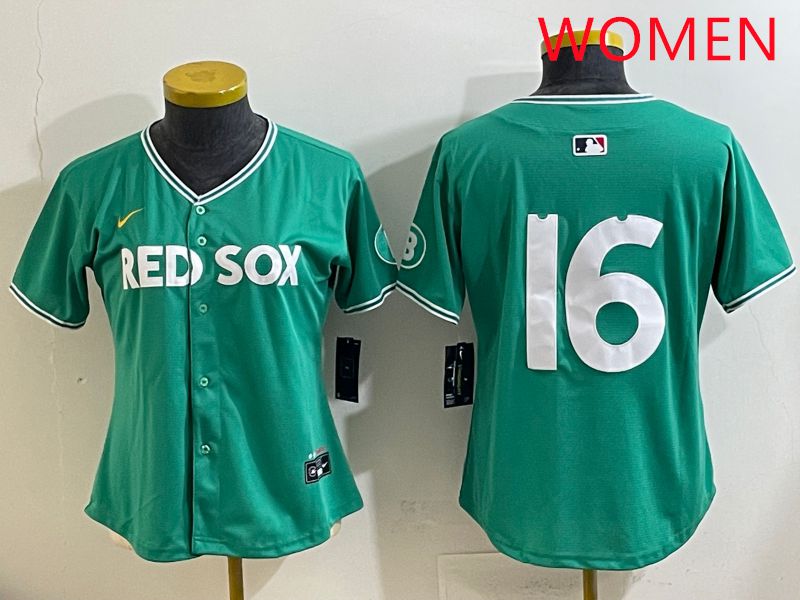Women Boston Red Sox #16 No Name Green Joint Name Nike 2025 MLB Jersey style 1->women mlb jersey->Women Jersey